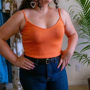 St John, sherbert orange knit cami.